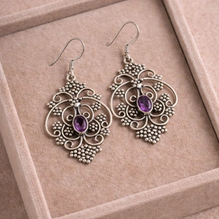 925 Sterling Silver Natural Amethyst Earrings