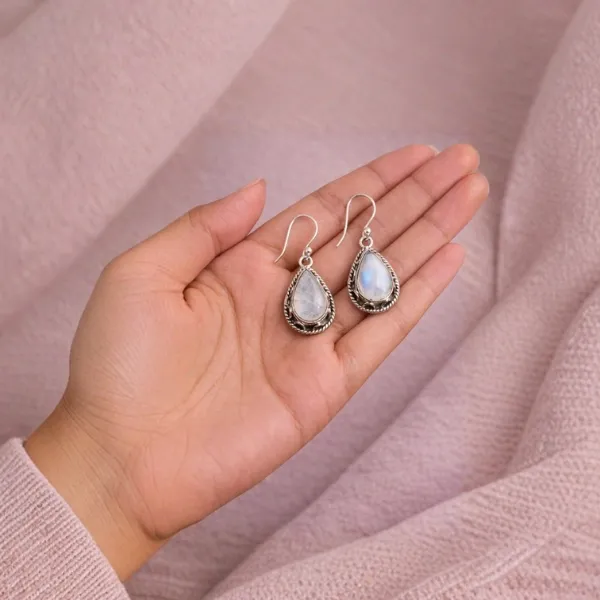 925 Sterling Silver Rainbow Moonstone Earrings – For Intuition