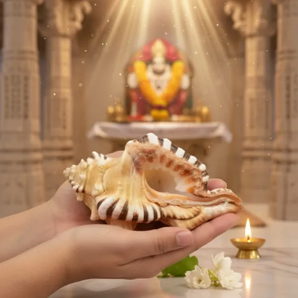 SUYAGYA Shri Ganesh Shankh Original Natural Ganesha Conch Shell for Obstacle Removal Pooja and Prosperity