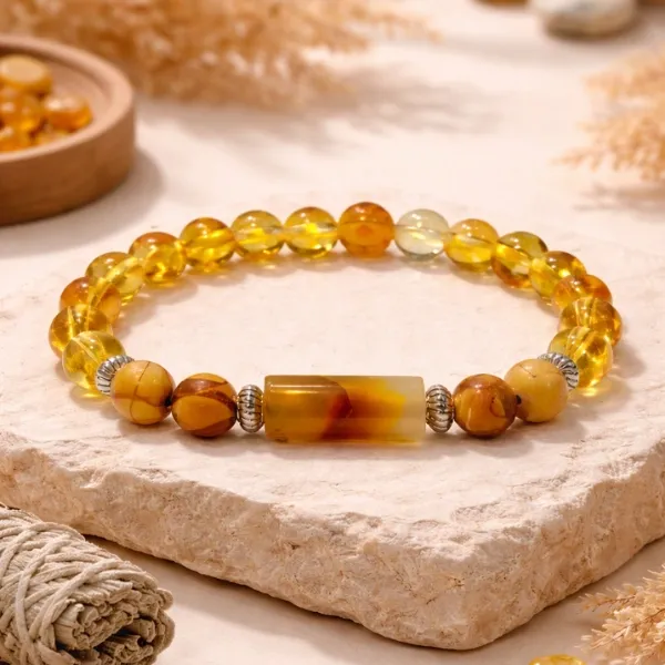 Sagittarius (Dhanu) Rashi Yellow Aventurine Bracelet — Optimism, Opportunity & Jupiter Energy