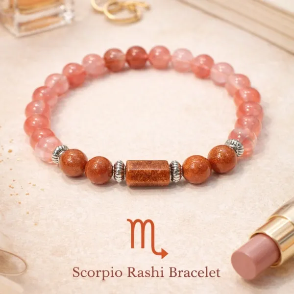 Scorpio (Vrishchik) Rashi Rose Quartz Bracelet — Emotional Healing, Confidence & Transformation
