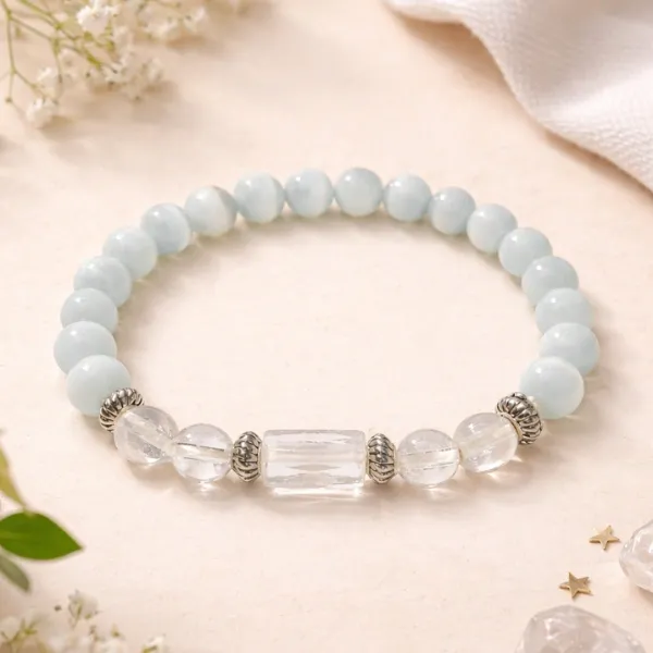Libra Tula Rashi Moonstone Bracelet natural white luminous stone — Suyagya India ₹699