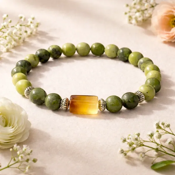 SUYAGYA Virgo Kanya Rashi Bracelet 100% Original Govt Certified Green Aventurine Crystal Beads with Tiger Eye Accent for Mercury Balance