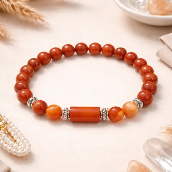 Aries Mesh Rashi Red Jasper Bracelet natural stone — Suyagya India ₹699