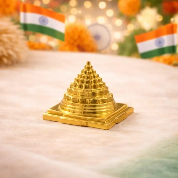 SUYAGYA Shri Yantra 2 Inch Compact Gold Finish 3D Meru Pyramid Sacred Geometry for Wealth and Prosperity