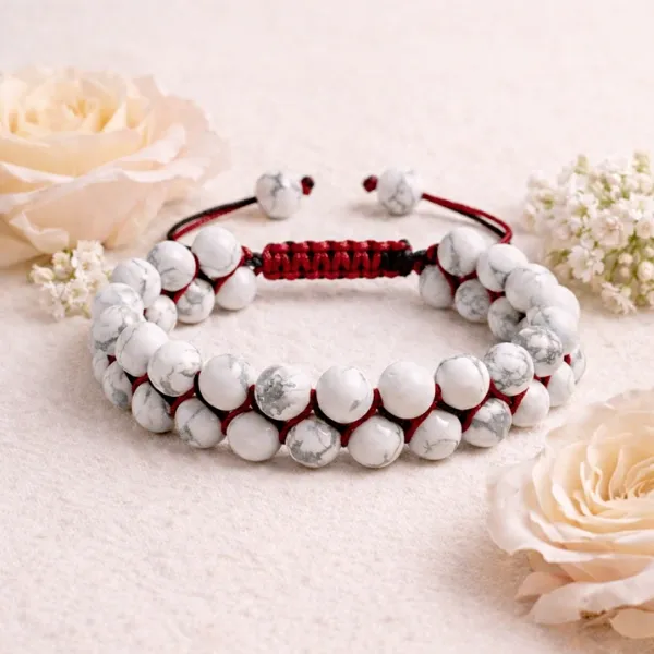 Natural Howlite Bracelet – Premium Quality | For Calm