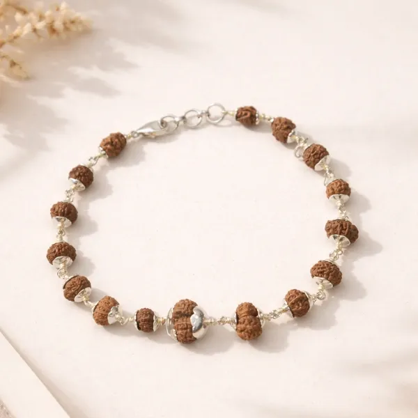 1 to 14 Mukhi Rudraksha Silver Bracelet with Gauri Shankar & Ganesh Rudraksha