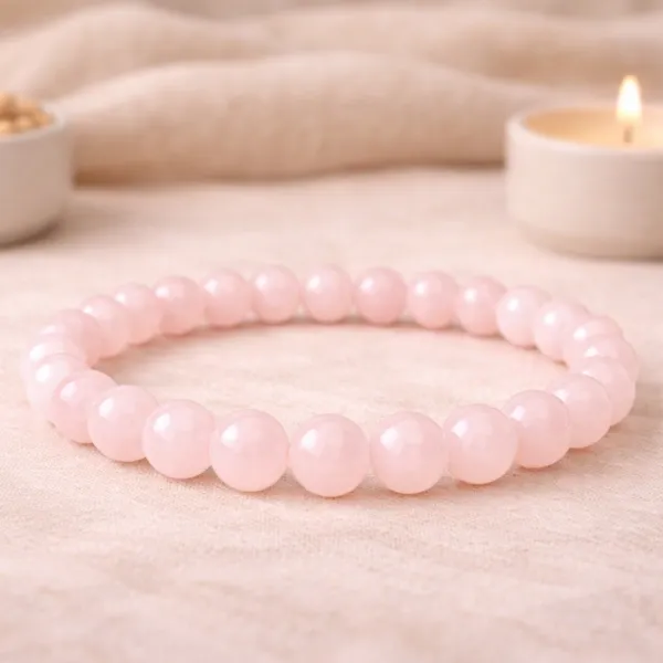 Natural Rose Quartz Crystal Bracelet - Original Love Stone Gemstone Bracelet Heart Chakra Healing