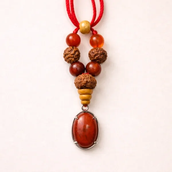 Aries Mesh Rashi Pendant red jasper rudraksha carnelian — Suyagya India ₹699